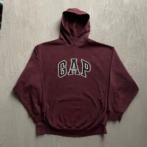 Vintage Gap Logo Hoodie Mens Extra Large Maroon 90s